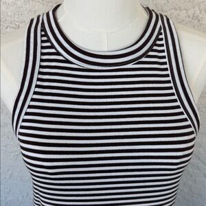 Loft Brown & Cream sleeveless midi-dress NWT